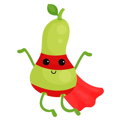 Superhero Pear Classroom Fruit Transparent Sticker